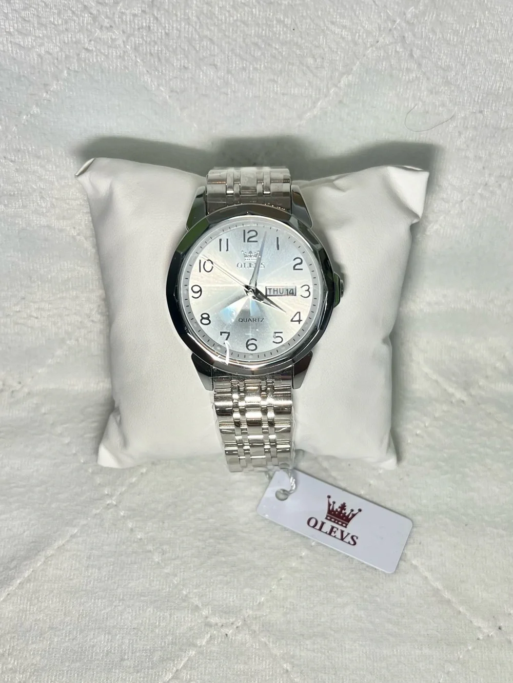 Olevs Men’s Silver Stainless Steel Quartz Watch - White Dial